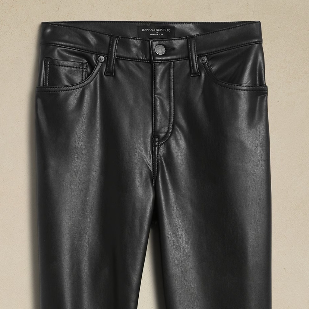 New Banana Republic VEGAN LEATHER HIGH-RISE SLIM PANT NWT